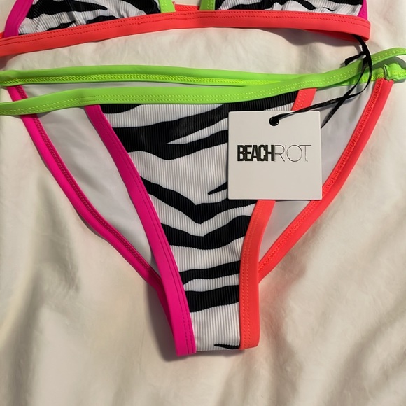 Beach Riot Swim Beach Riot Zebra Neon Becca Mika Bikini Set Small